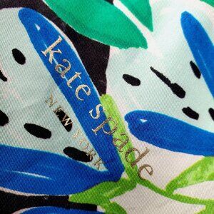 Kate Spade NY Floral Silk Scarf Large Square Black White Colorblock 35" Twill